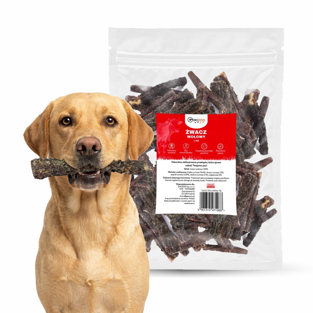 Przysmak dla psa Żwacz Wołowy 1 kg GACZOO naturalny gryzak smakołyk